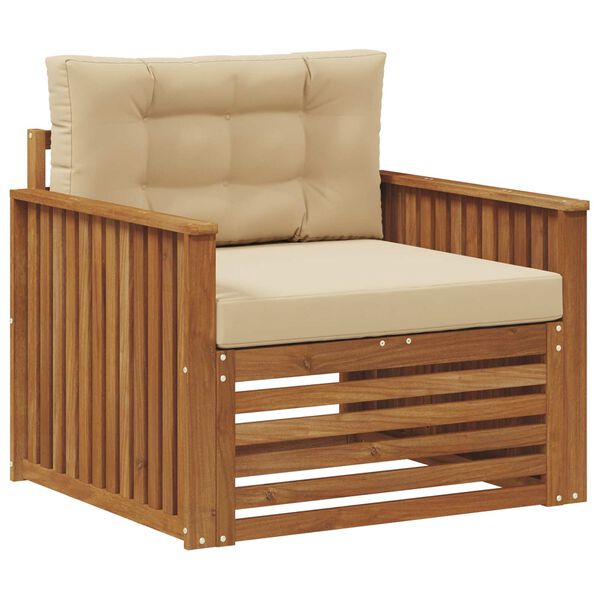 vidaXL Utomhussoffset Massivt akaciatr&auml; och polyester Naturf&auml;rg