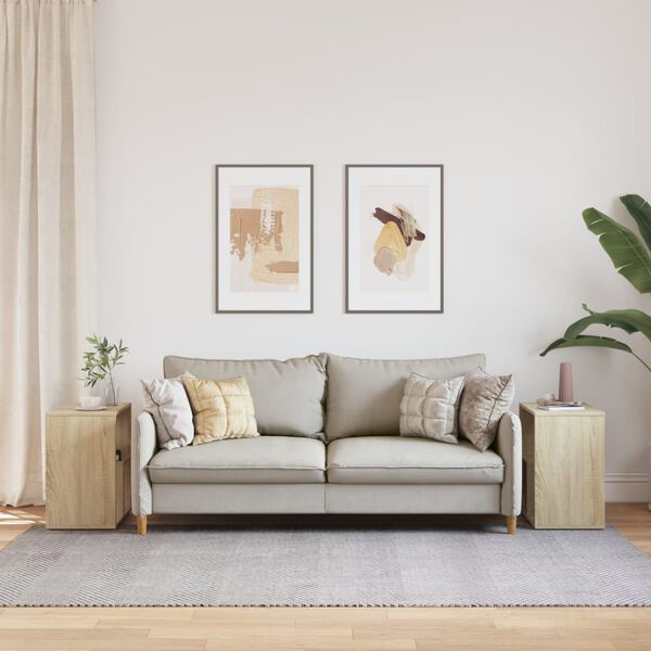 vidaXL Sidobord 2 st sonoma-ek 50x30x50 cm konstruerat tr&auml;