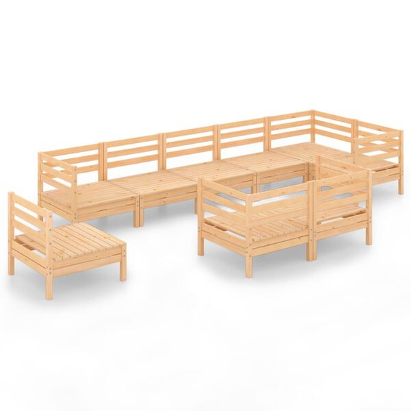 vidaXL Loungegrupp f&ouml;r tr&auml;dg&aring;rden 9 delar massiv furu