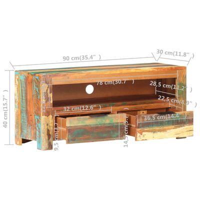 vidaXL TV-bänk 90x30x40 cm massivt återvunnet trä
