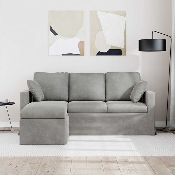 vidaXL Soffa Ljusgr&aring; 198 x 134 x 80 cm Sammet