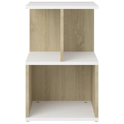 vidaXL Sängbord 2 st vit och sonoma ek 35x35x55 cm konstruerat trä