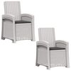 vidaXL Reclining gardenstol i rottinglook 2 st Vit och antracit PP