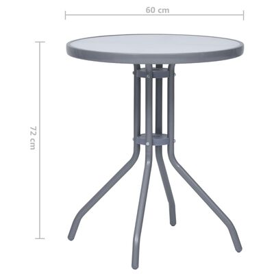vidaXL Trädgårdsbord ljusgrå 60 cm stål och glas