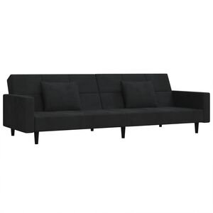 vidaXL B&auml;ddsoffa 2-sits med tv&aring; kuddar svart sammet