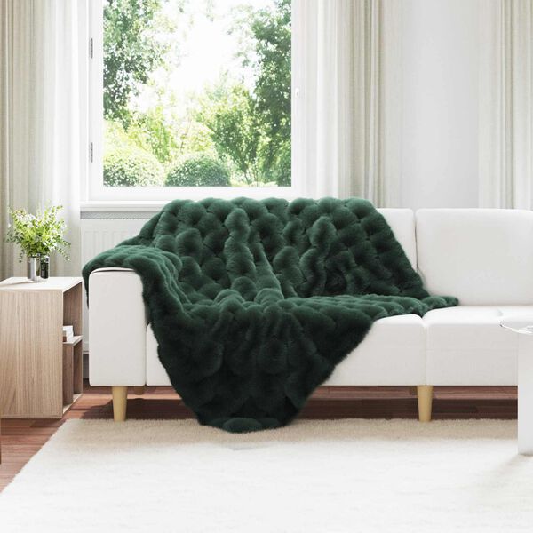 vidaXL Faux Kaninp&auml;ls Filt 4 pcs M&ouml;rkgr&ouml;n 130 x 150 cm Polyester