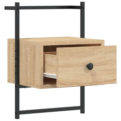 vidaXL Sängbord väggmonterat sonoma-ek 35x30x51 cm konstruerat trä