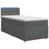 vidaXL Boxspring s&auml;ng med madrass och LED M&ouml;rkgr&aring; 90 x 190 cm Tyg