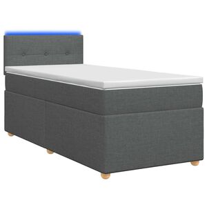 vidaXL Boxspring s&auml;ng med madrass och LED M&ouml;rkgr&aring; 90 x 190 cm Tyg