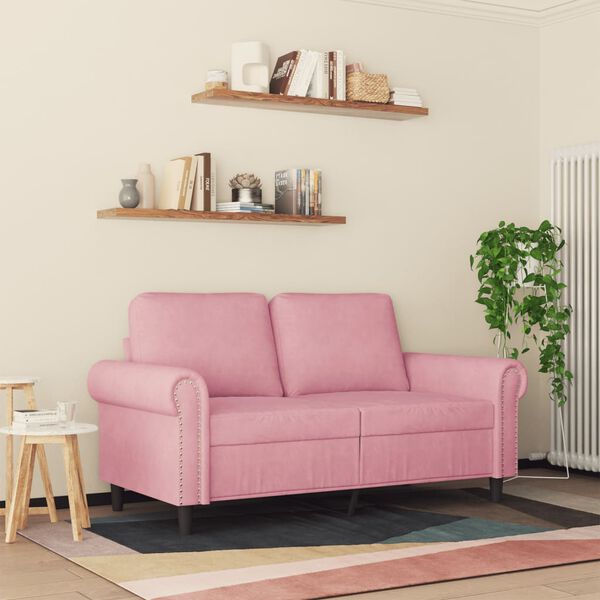 vidaXL Soffa 2-sits rosa 120 cm sammet