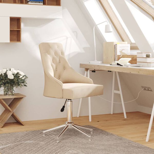 vidaXL Snurrbar matstol gr&auml;ddvit tyg