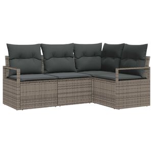 vidaXL Soffset med kudde med lagring 4 pcs Gr&aring; konstrotting