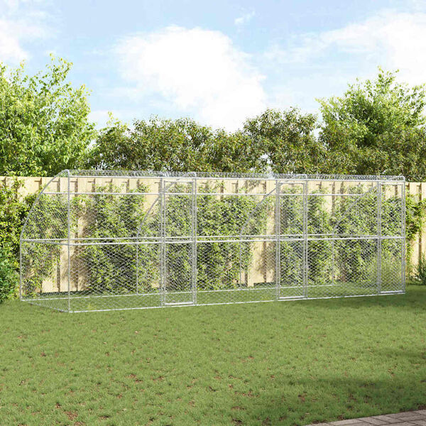 vidaXL Hundbur med lagring 3 pcs Silver 6 x 2 x 2 m Galvaniserat st&aring;l