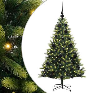 vidaXL Konstgjort F&auml;llbart Jultr&auml;d 150 LEDs Gr&ouml;n 120 cm PVC och PE
