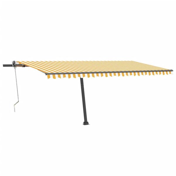 vidaXL Automatisk markis med vindsensor & LED 500x300 cm gul/vit