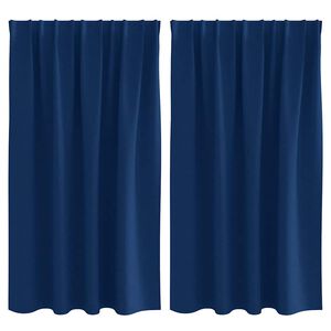 vidaXL M&ouml;rkl&auml;ggningsgardiner med Ringar 2 pcs M&ouml;rkbl&aring; 140 x 140 cm