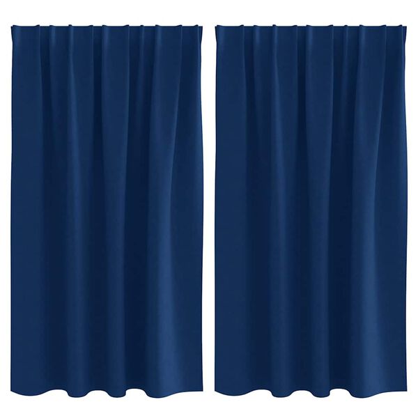 vidaXL M&ouml;rkl&auml;ggningsgardiner med Ringar 2 pcs M&ouml;rkbl&aring; 140 x 140 cm