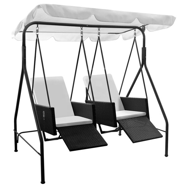 vidaXL Hammock 2-sits med tak konstrotting svart