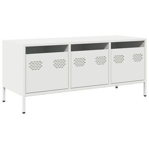 vidaXL Tv-b&auml;nk vit 101,5x39x43,5 cm kallvalsat st&aring;l