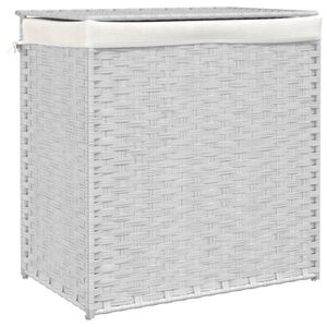 vidaXL Tv&auml;ttkorg med 2 sektioner vit 53x35x57 cm konstrotting
