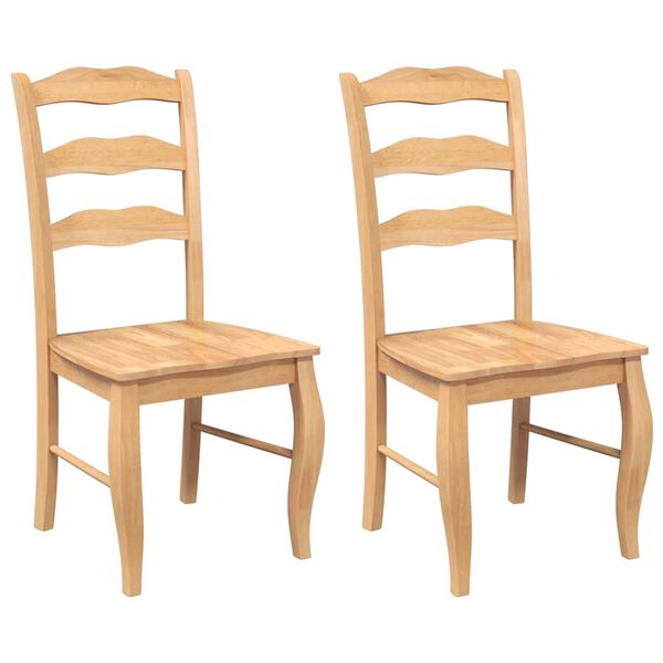 vidaXL Matstolar 2 st, naturligt massivt trä gummi