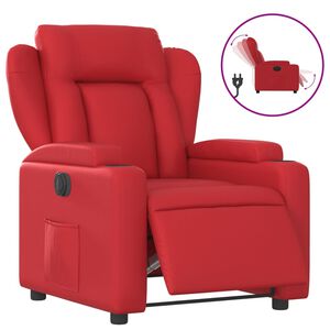 vidaXL Elektrisk reclinerf&aring;t&ouml;lj r&ouml;d konstl&auml;der