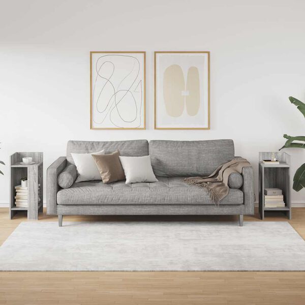 vidaXL Sidobord 2 st med hylla grå sonoma 25,5x27x60 cm