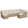 vidaXL Soffgrupp f&ouml;r tr&auml;dg&aring;rden med dynor 9 delar beige konstrotting
