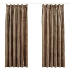 vidaXL M&ouml;rkl&auml;ggningsgardiner 2 st m. krokar sammet beige 140x175 cm