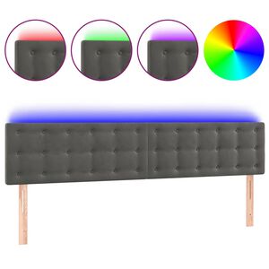 vidaXL S&auml;nggavel LED m&ouml;rkgr&aring; 180x5x78/88 cm sammet