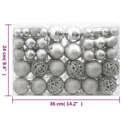 vidaXL Julgranskulor 111 delar silver polystyren