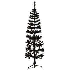 vidaXL Smal halv plastgran med stativ svart 120 cm