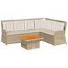 vidaXL Loungegrupp f&ouml;r tr&auml;dg&aring;rden med dynor 5 delar konstrotting beige