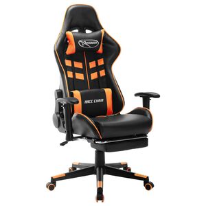 vidaXL Gamingstol med fotst&ouml;d svart och orange konstl&auml;der