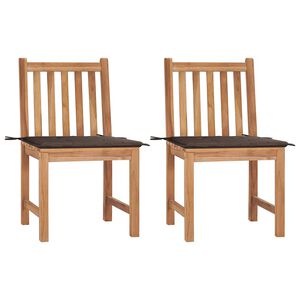 vidaXL Tr&auml;dg&aring;rdsstolar 2 st med dynor massiv teak