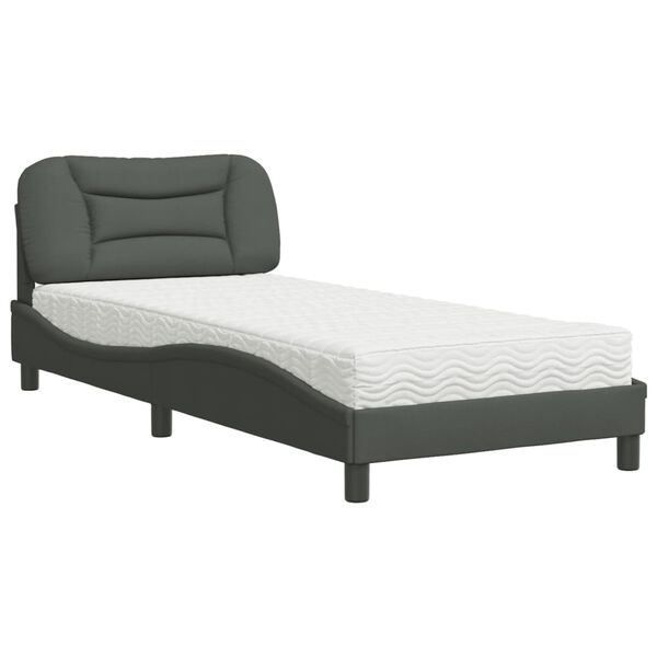 vidaXL Bed with Mattress "Hvar" Dark Grey 80x200 cm Fabric