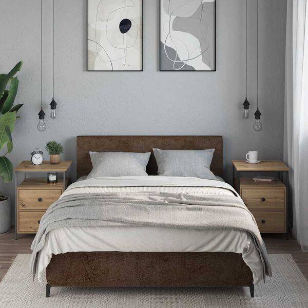 vidaXL Sängbord 2 st artisan ek 44x45x60 cm konstruerat trä