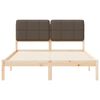 vidaXL S&auml;ngram med Kl&auml;dd Huvudgavel Taupe 140 x 200 cm Massiv furu