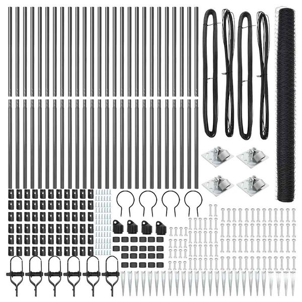 vidaXL Stängselstolpe Grå 50 x 1,6 m (50 mm mesh) Stål och PVC