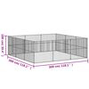 vidaXL Hundhage 12 paneler svart galvaniserat st&aring;l