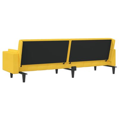 vidaXL Bäddsoffa 2-sits med två kuddar gul tyg