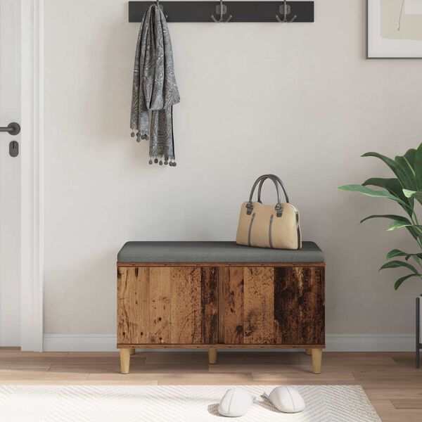vidaXL Hallb&auml;nk med kudde med lagring Gammalt tr&auml; 60 x 38 x 46 cm