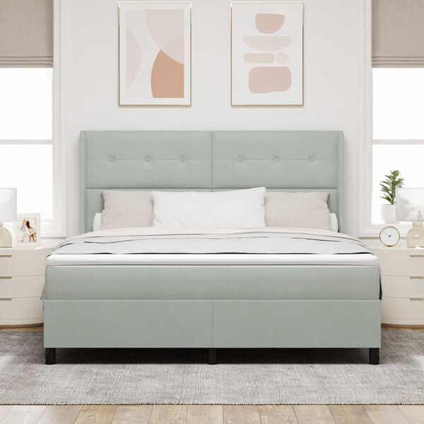 vidaXL B&auml;ddfj&auml;der med madrass med led Ljusgr&aring; 180 x 200 cm Sammet