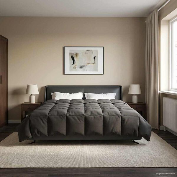 vidaXL Full &Aring;rs-Duvet Quiltad Antracit 200 x 220 cm Mikrofiber