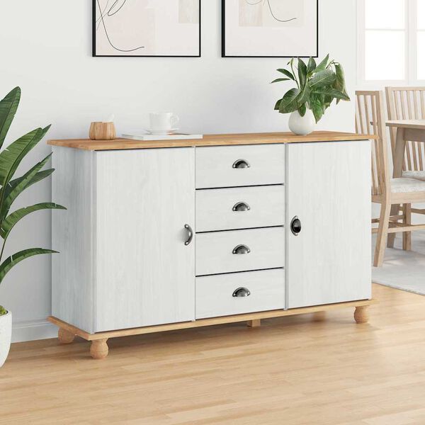 vidaXL Sideboard med l&aring;da ASKIM 133,5 x 40 x 79 cm Massiv furu