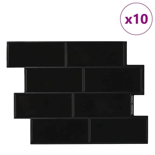 vidaXL Subwaytile 10 pcs Svart 29.4 x 21.4 cm Polyuretan och PET