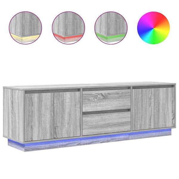 vidaXL TV-b&auml;nk med LED-lampor gr&aring; sonoma 160,5x41x50 cm