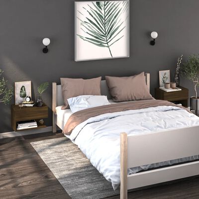 vidaXL Väggmonterat sängbord brun ek