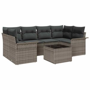 vidaXL Tr&auml;dg&aring;rdsoffset 7 pcs 6-Seater Gr&aring; konstrotting