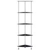 vidaXL Hylla 5 hyllplan svart 30x30x130 cm härdat glas